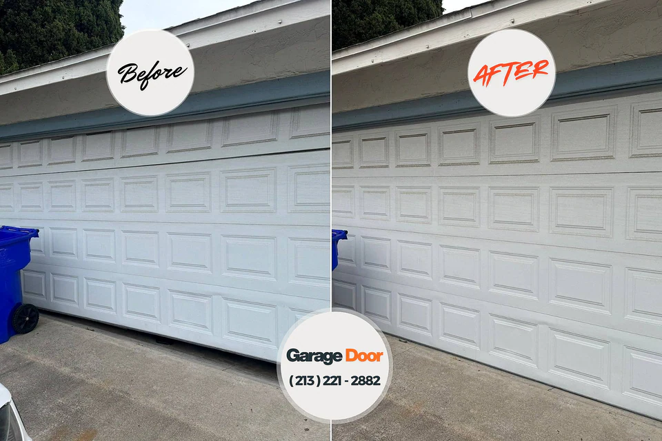 Before and after: garage door repair Woodfin, NC